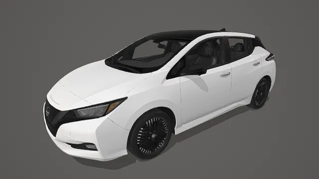 3D卡通风格白黑系现代电动汽车模型，创意设计（3D电动汽车、卡通风格、卡通现代风，汽车设计主题）