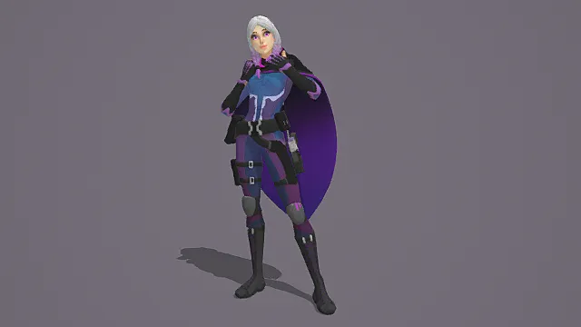 《堡垒之夜》风格“幽灵猎手”女性角色3D模型