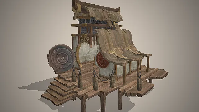 驿站哨屋  破旧茅草顶  国风场景  玄幻武侠场景