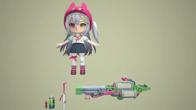 少女模型 3d模型 手办 日系 pbr模型