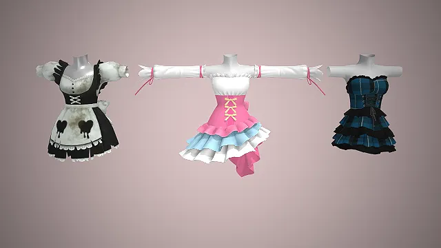 女仆风连衣裙  蛋糕裙  做旧脏污  束腰设计