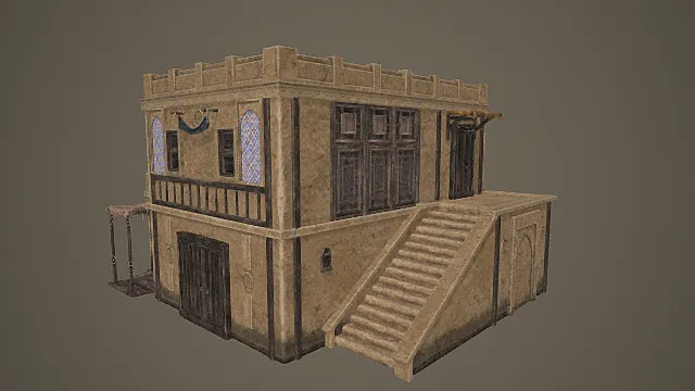 西域风情错层露台商住建筑模型