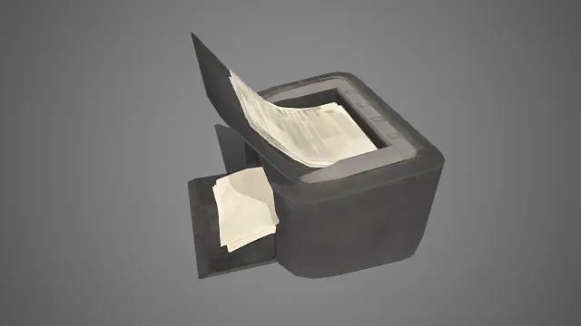 办公风格  桌面打印机  黑灰配色  方正机身  打印纸  简洁  