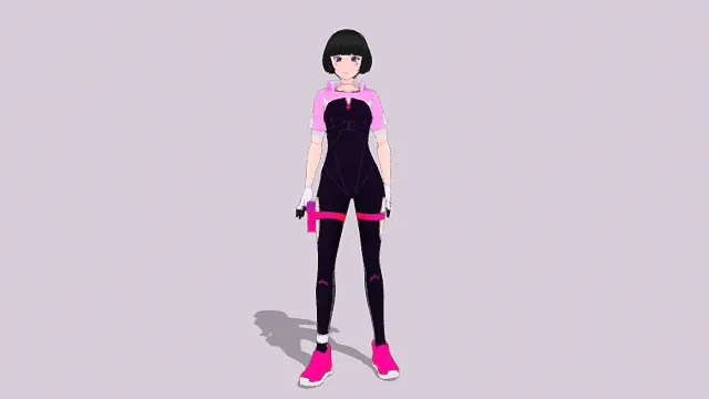 3D卡通风格活泼可爱女性角色模型，创意设计（3D角色、卡通风格、活力运动风，角色设计主题）