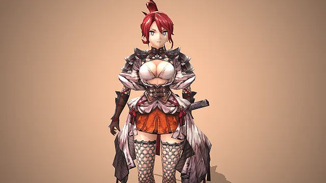 武道女武士  红发高马尾  战斗穿搭  武士刀佩刀