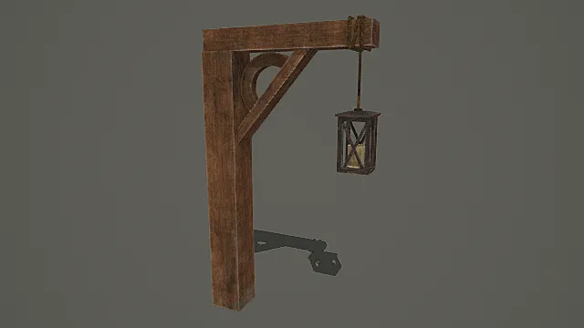 复古木质悬臂挂灯3D模型