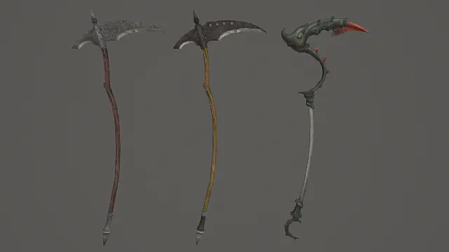 野性邪能镰刀套装游戏武器3D模型 