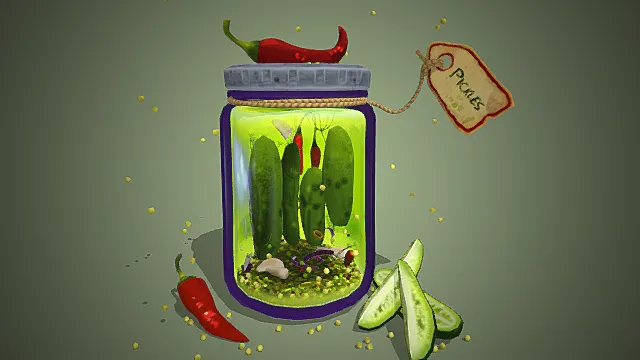 手绘风辣味腌黄瓜罐模型