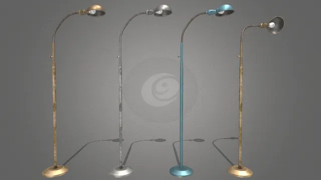 1920年代站立鹅颈灯铁制外壳半圆灯罩立式灯