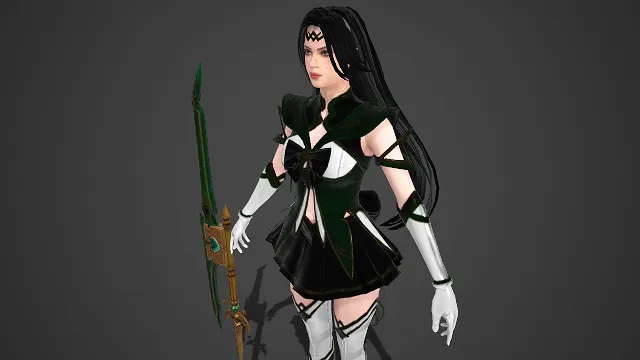 女战士  水手服  墨白撞色  清新  少女感  萌系战力  青春感  尖刃武器