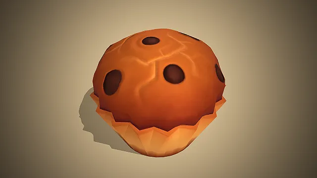 一个卡通风格的巧克力豆玛芬模型  香甜松软的点心