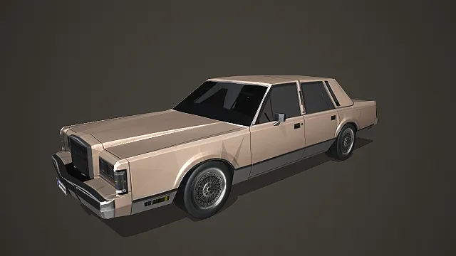 浅棕复古豪华轿车带方正造型写实模型