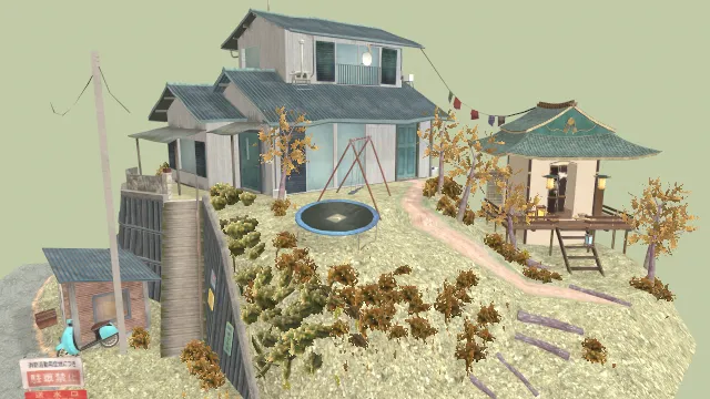 村庄建筑房屋场景微缩模型
