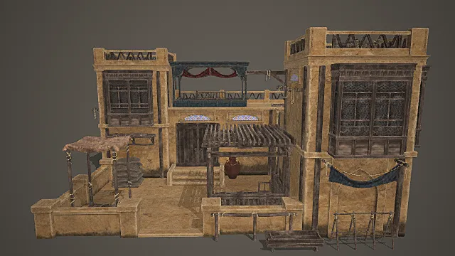 西域风情合院式商住建筑模型