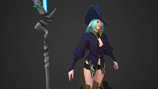 紫褐撞色  魔法风格  巫女法师  自然风  树纹法杖  自然魔法  巫装元素  神秘亲和