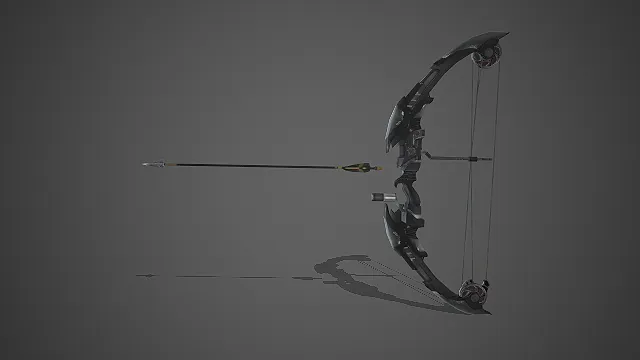 一个高精度还原的，科幻风格机械复合弓3D模型