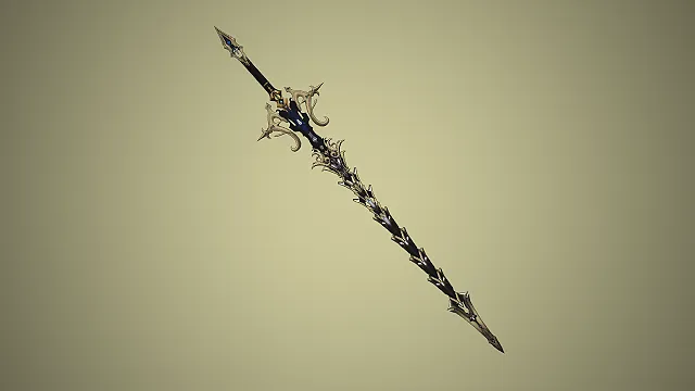 双尖长剑  蓝宝石镶嵌  贵族风  华丽纹饰