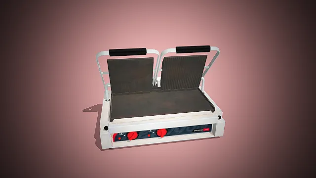 一台白色的双盘商用帕尼尼机