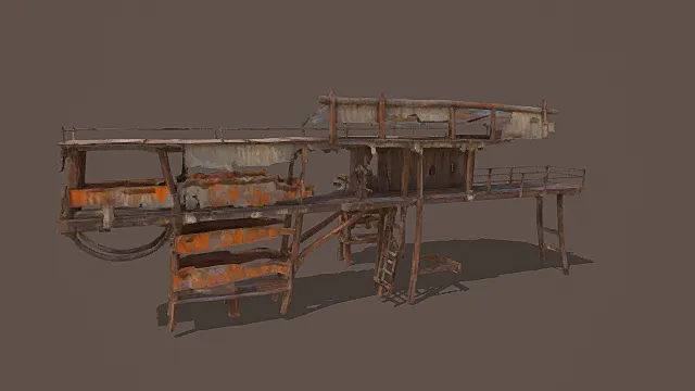 废土拼凑风高架锈蚀聚居屋3D模型