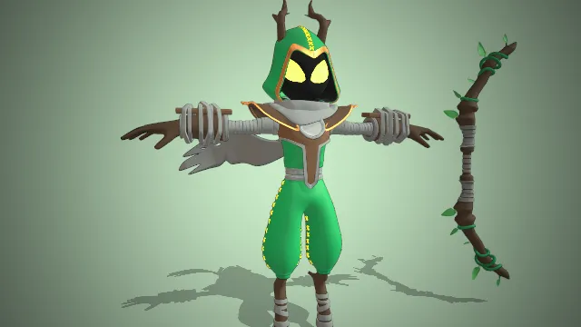 卡通风格莱奇游戏角色人物模型弓箭武器