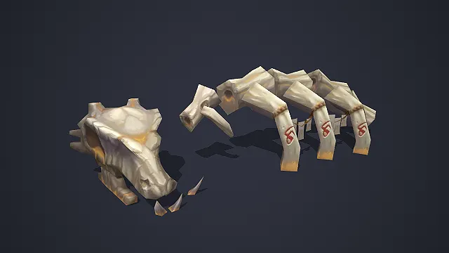 带符咒的巨龙骨架 3D 模型