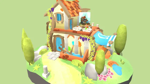 村庄希腊画家的房子场景建筑房屋植物