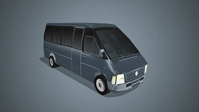深灰色大型客运面包车 3D 模型