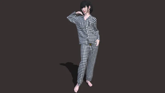 睡衣黑白格子衫套服衣服