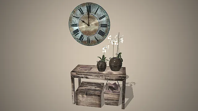 一套美式复古风格的家居组合3D模型