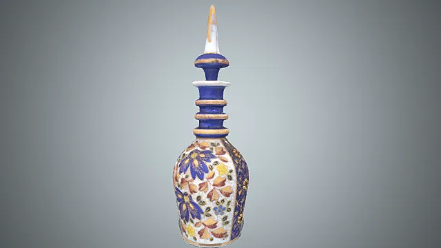 欧式多棱花卉纹盖瓶摆件 3D 模型