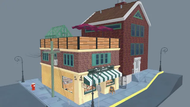 甜点与糕点店面建筑场景街道