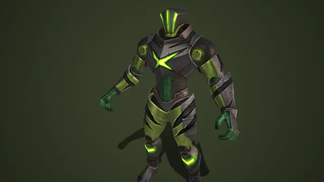 未来科技  分段式机甲  机械质感  未来感  荧光绿光效  拼接设计  未来战士  能量光效