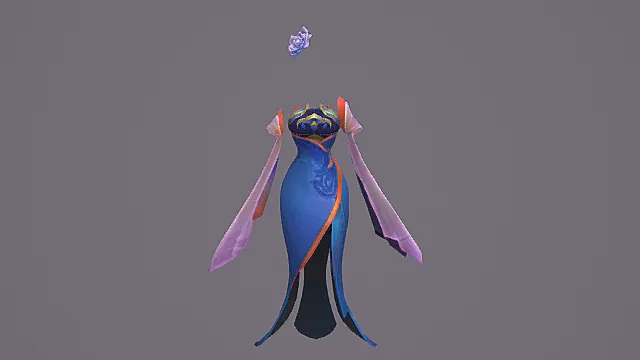 幻彩蓝焰风格的“沧澜舞裙”套装模型