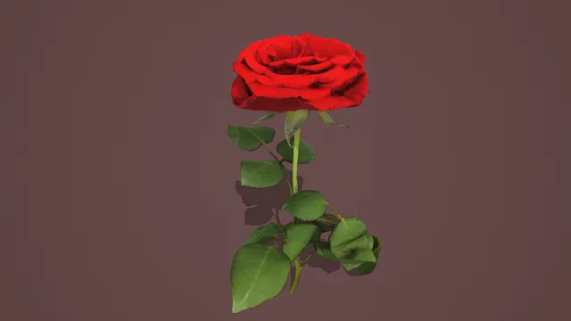 3D卡通风格玫瑰花模型，创意设计（3D花朵、卡通风格、清新自然风，玫瑰设计主题）
