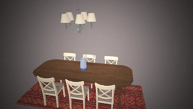 一个北欧风格的六人餐桌3D模型