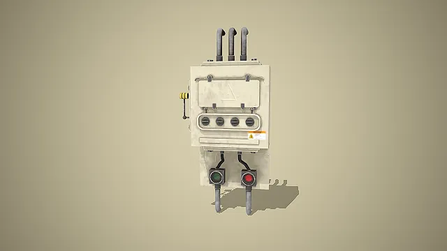 工业控制箱  三联管道接口  电气控制柜  做旧质感