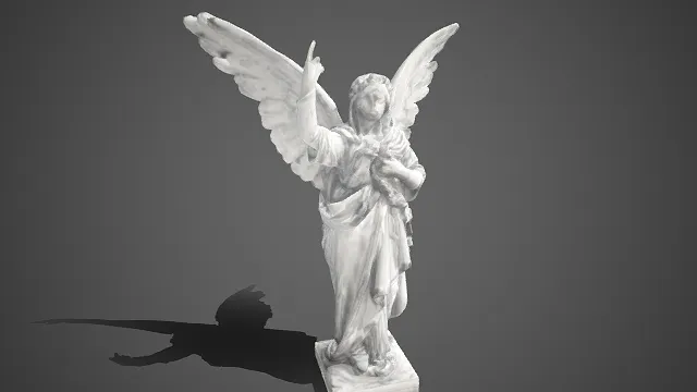 古典风格  天使石雕  纹理细腻逼真  头戴桂冠  柔美自然  圣洁优雅  西方古典美学