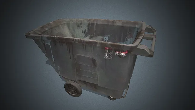 一个带有做旧锈蚀痕迹的工业推车3D模型