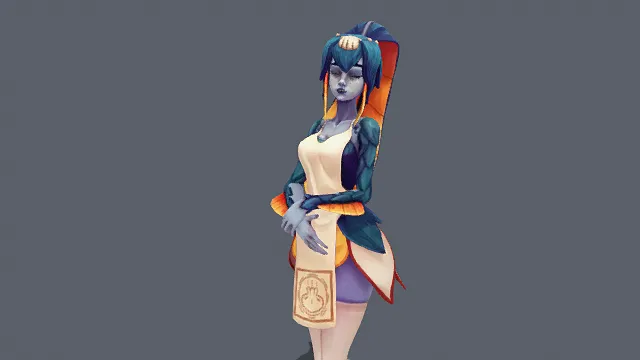   3D卡通风格奇幻女性角色模型，创意设计（3D角色、卡通风格、奇幻可爱风，角色设计主题）