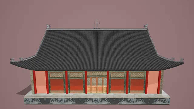 3D写实风格中式古建宫殿模型，创意设计（3D宫殿、写实风格、古朴庄重，中式宫殿主题，建筑元素）