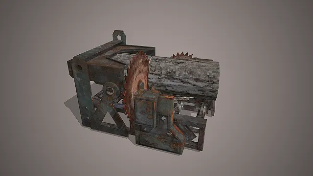 废土锯木机  工业废弃道具  木材加工设备  金属框架