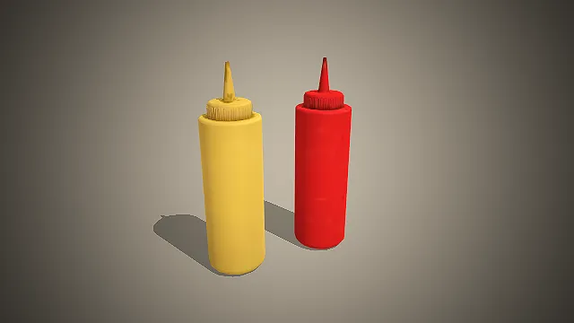 一套简约风格的调味酱瓶3D模型