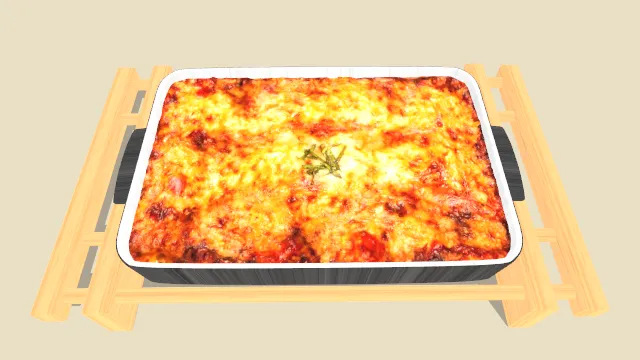 装满烤盘的食物放在木架上