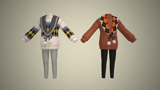 针织毛衣  菱形格纹  水手领  休闲套装