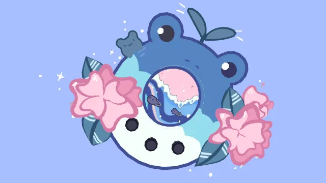 蓝色青蛙电子宠物有花朵装饰玩具机器