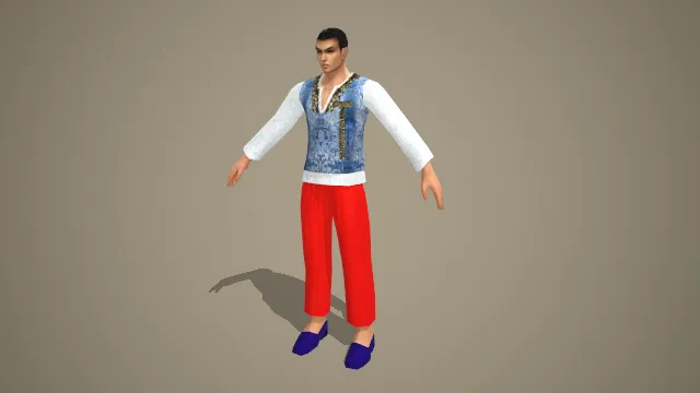 异域风情红裤蓝背心男性角色 3D 模型