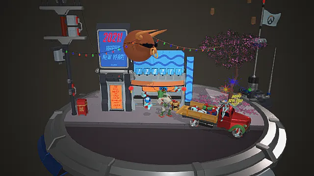 卡通节庆风格悬浮派对台模型