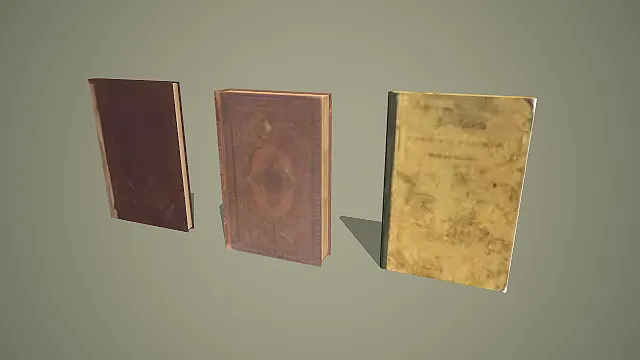 三款复古雕花精装旧书 3D 模型套装