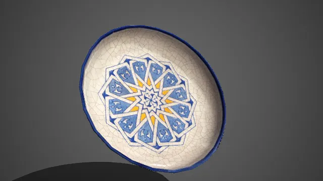 裂纹瓷盘  复古  伊斯兰风格  韵律  浅口圆盘  瓷釉  异域艺术风格