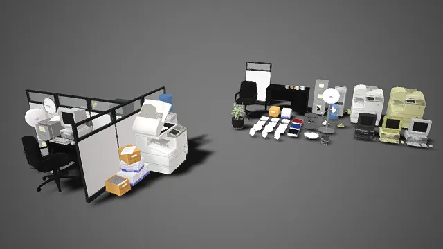 办公设备  隔间  打印机  文件柜  办公用品  现代